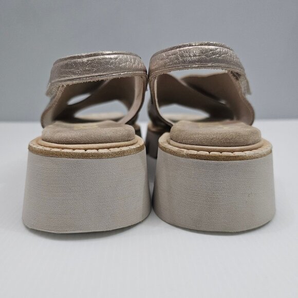 Pedro Garcia Reme Sandal Womens EU 39 Metallic Gold Leather Slingback Platform - Picture 11 of 14